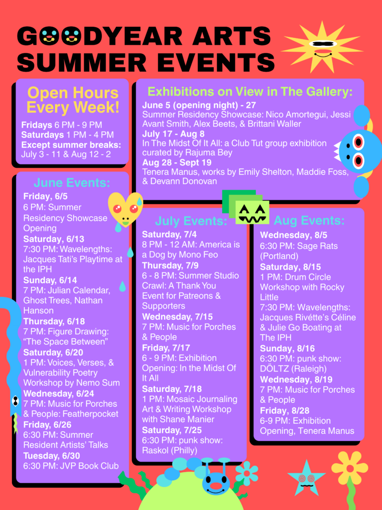 An image showing the upcoming Summer 2026 events for Goodyear Arts